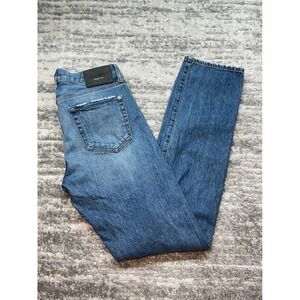 Baldwin Henley Jeans Mens 30 Blue Straight Leg Distressed Denim Made In USA